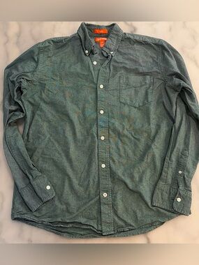 Joe Fresh Men's Green Cotton Button-Down Shirt